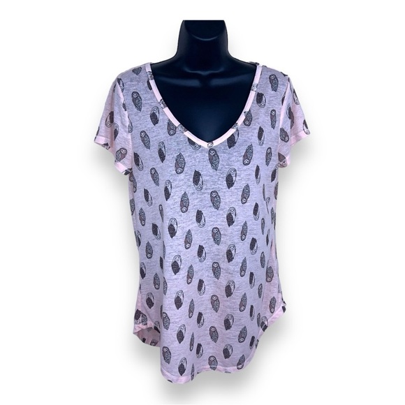 Mudd Tops - MEDIUM MUDD PASTEL PINK OWL TEE SHORT SLEEVE STRETCH